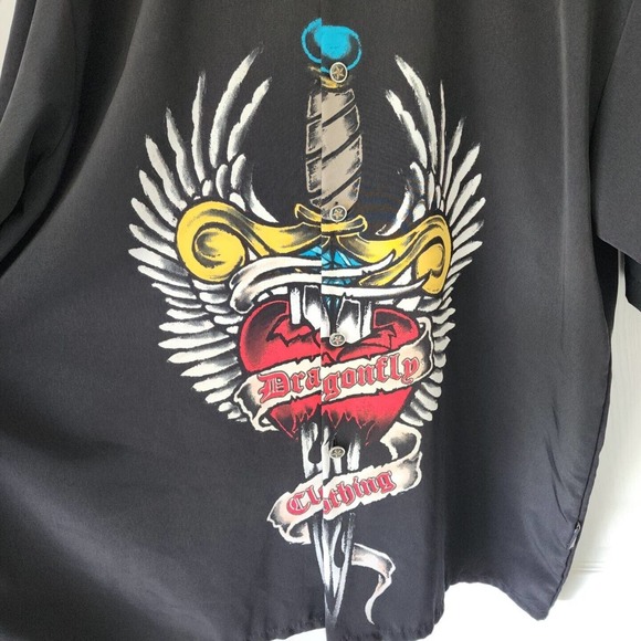 Dragonfly Clothing Co. XXL Short Sleeve Shirt Dagger thru the Heart Double Sided - Picture 2 of 4